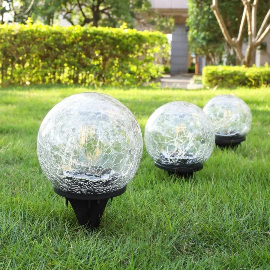 lampes solaires en verre craquelé pour jardin décoratif extérieur