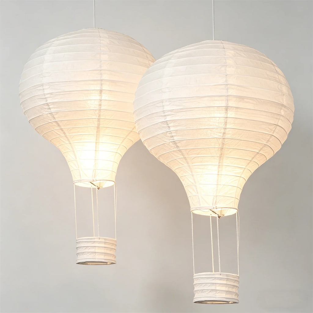 Abat-jour montgolfière en papier blanc de 40 cm pour chambre enfant, lot de 2 – Aéroline