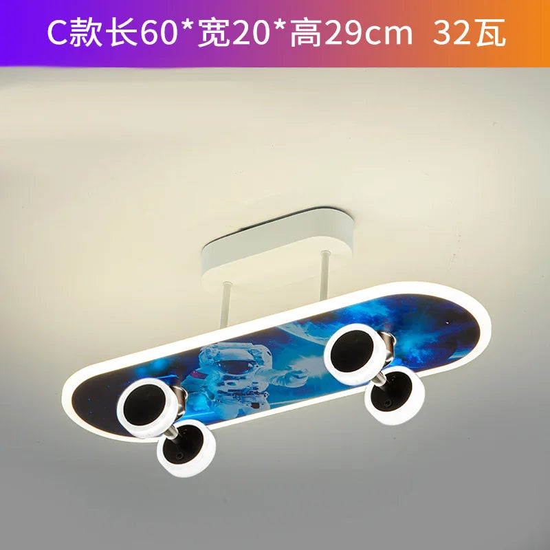 Plafonnier skateboard à intensité variable pour chambre enfant Elvire Arpège en Métal - Caractère & Élégance dans le Décor