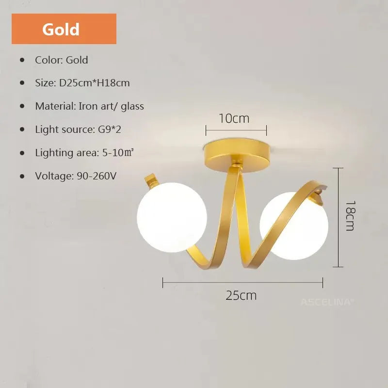 Plafonnier — En verre moderne minimaliste noir or 1/2 têtes éclairage intérieur pour couloir allée balcon entrée vestiaire luminaires