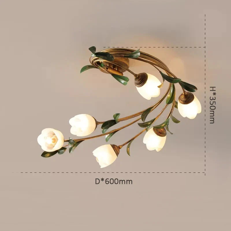 Plafonnier — Fleurs verre pastoral nordique LED viridiplantae