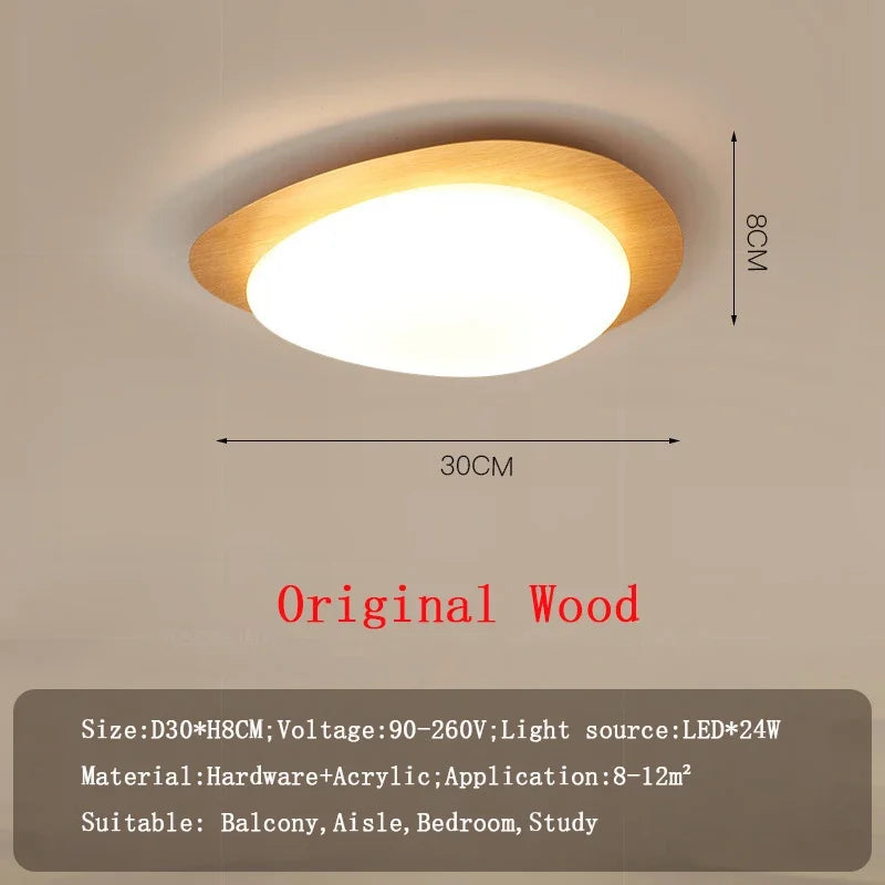 Plafonnier — LED en bois nordique acrylique avec galets noyer