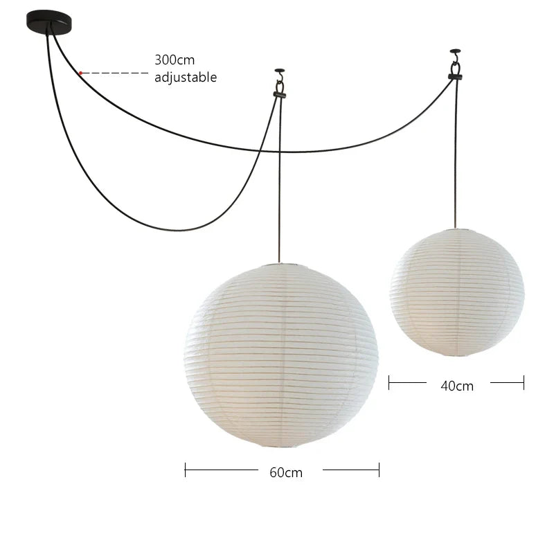 Lustre — Nordique wabi sabi en papier de riz LED rond