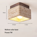 Plafonnier — LED nordique moderne Downlight carré pierre bois crème Style Surface monté vers le bas lumière pour porche balcon couloir