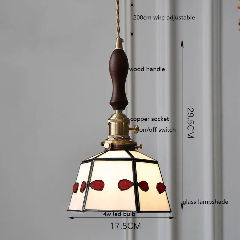 lampe à main vintage nordique avec verre coloré et cuivre