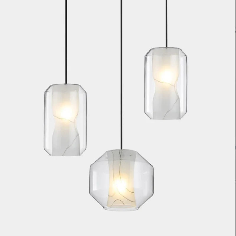 Plafonnier led en verre design nordique simple luminaire décoratif intérieur Lazare Voile - Reflets Subtils & Décor Raffiné