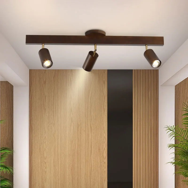 Lustre Grain de bois Led avec projecteur pour salon chambre plafonniers éclairage décor noir Lustre cuisine luminaire Lucille Rive - Un Accent Raffiné au Quotidien