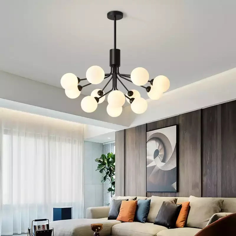 Lustre — Boule de verre nordique LED or luxe chambre cuisine lampe magique haricot Apiales lustres pour salle à manger café éclairage