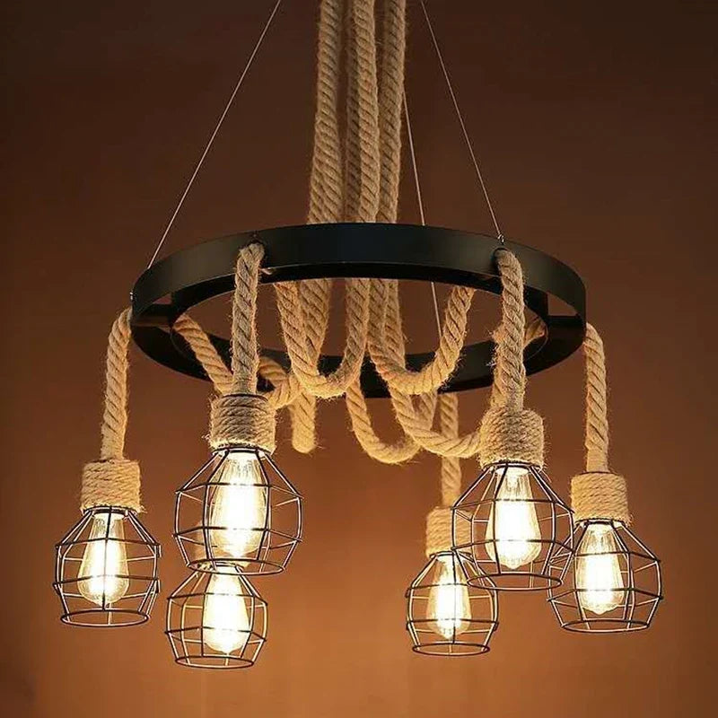 Suspension Industrielle Sacha Rivage en Corde