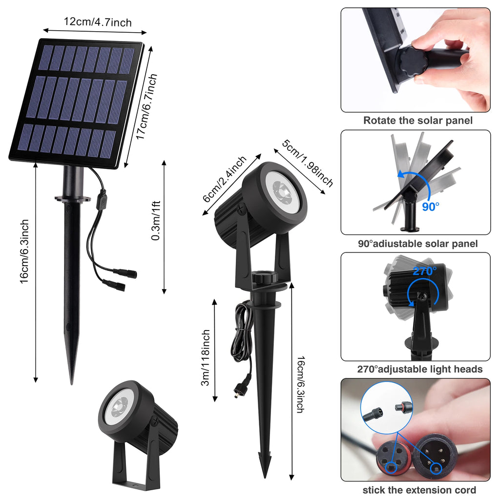 Spot solaire LED extérieur, blanc chaud, blanc froid ou RVB, IP65 – Luméria