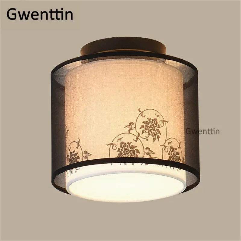 Plafonnier — Vintage en lin style chinois pour décoration intérieure