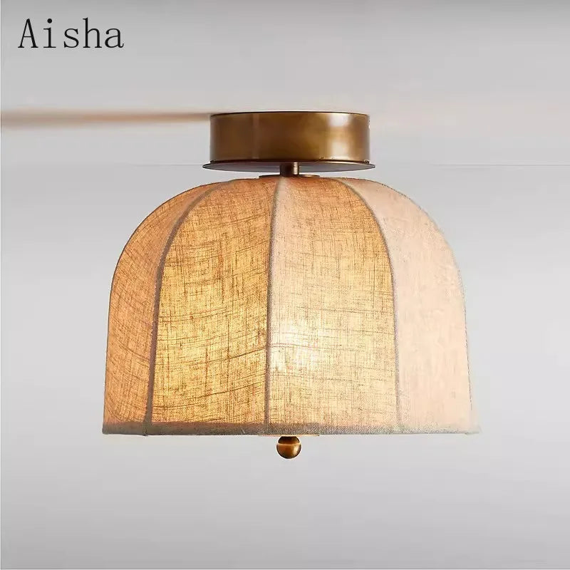 Plafonnier — En tissu lin américain pour une décoration artistique élégante
