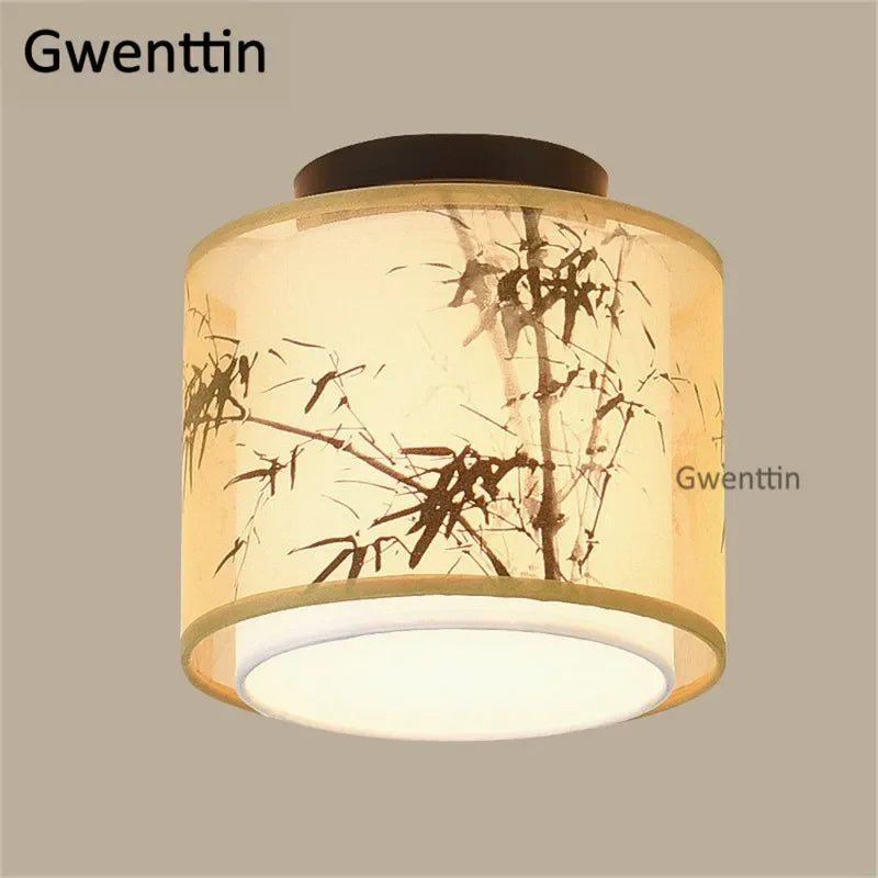 Plafonnier — Vintage en lin style chinois pour décoration intérieure