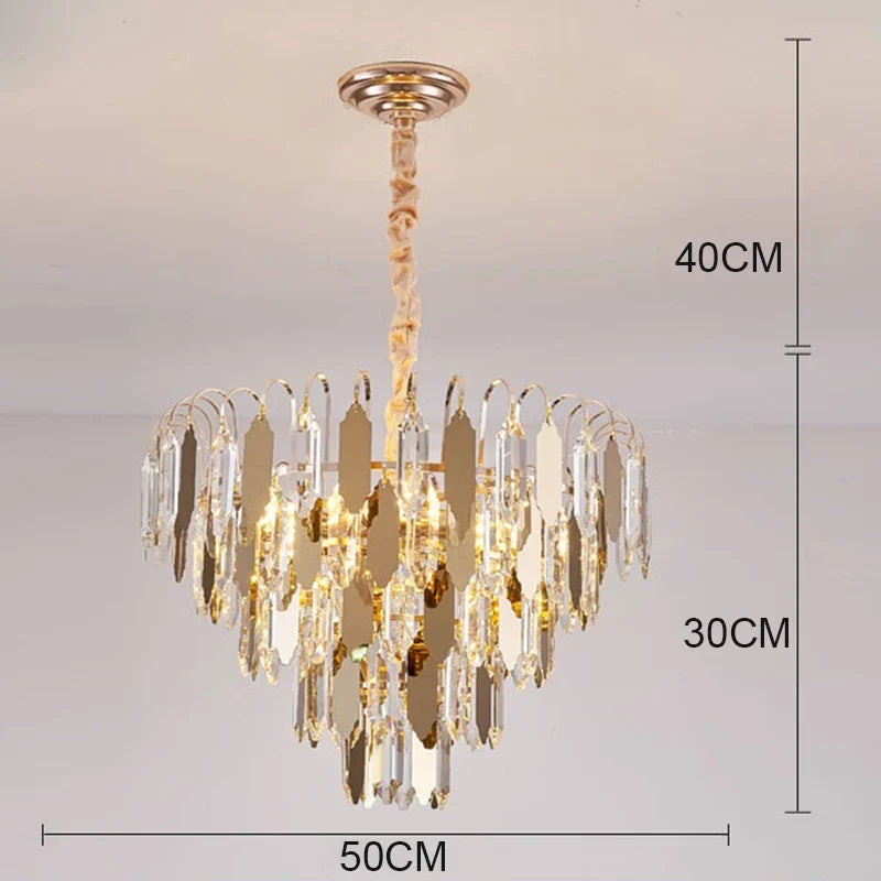 Lustre — Moderne en cristal doré à LED design élégant pour intérieur