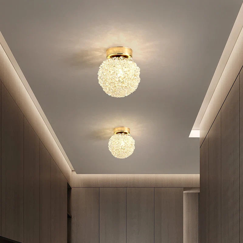 Plafonnier — Moderne en cristal clair et métal doré