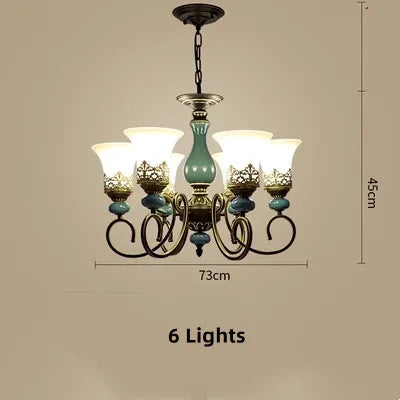 Lustre — Classique antique en céramique et verre vintage