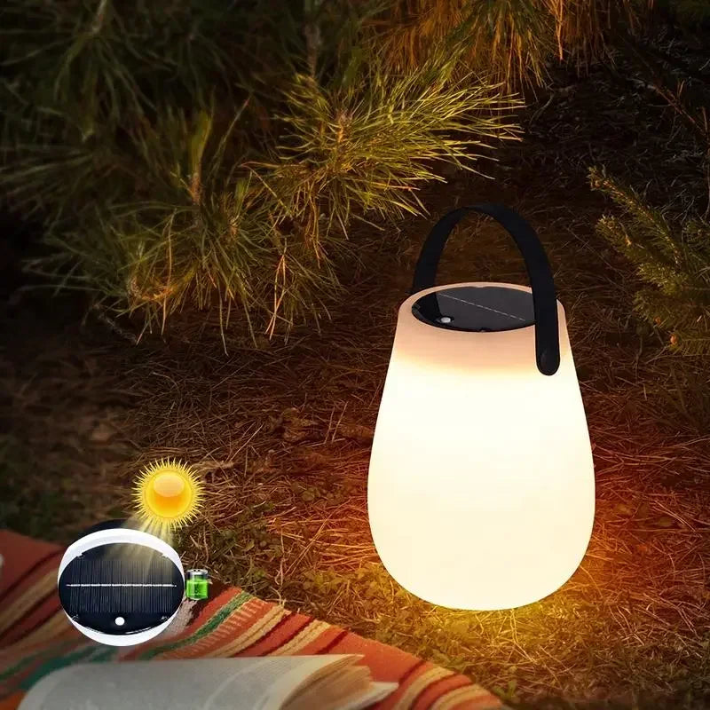 lampe de camping solaire rechargeable avec poignée en silicone
