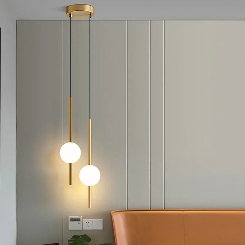 Suspension — Nordique Simple boule de verre suspension lumières salle à manger chambre décor lampe suspendue Restaurant Bar Suspension lustres éclairage
