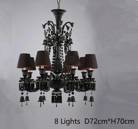 Lustre — En cristal noir européen avec lampe à bougie à LED