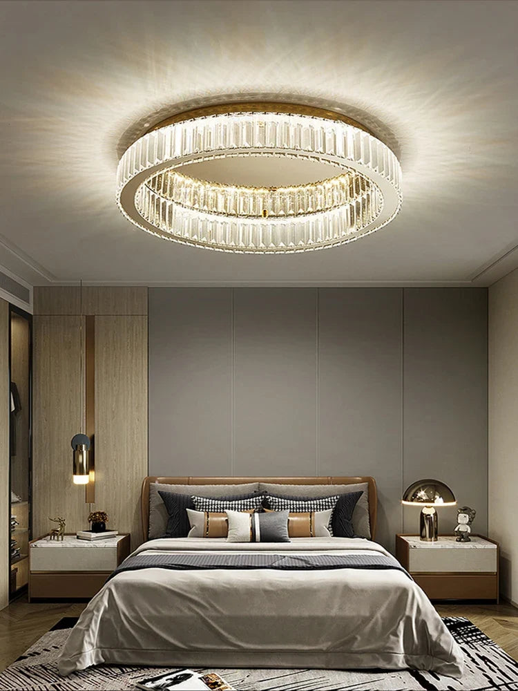 Lustre — Rond en cristal dimmable LED de luxe