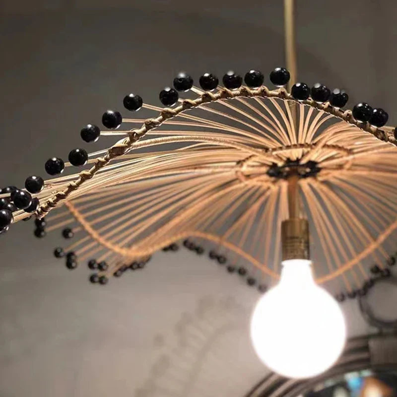 Lustre — Art déco en corde de chanvre tissée pour intérieur moderne