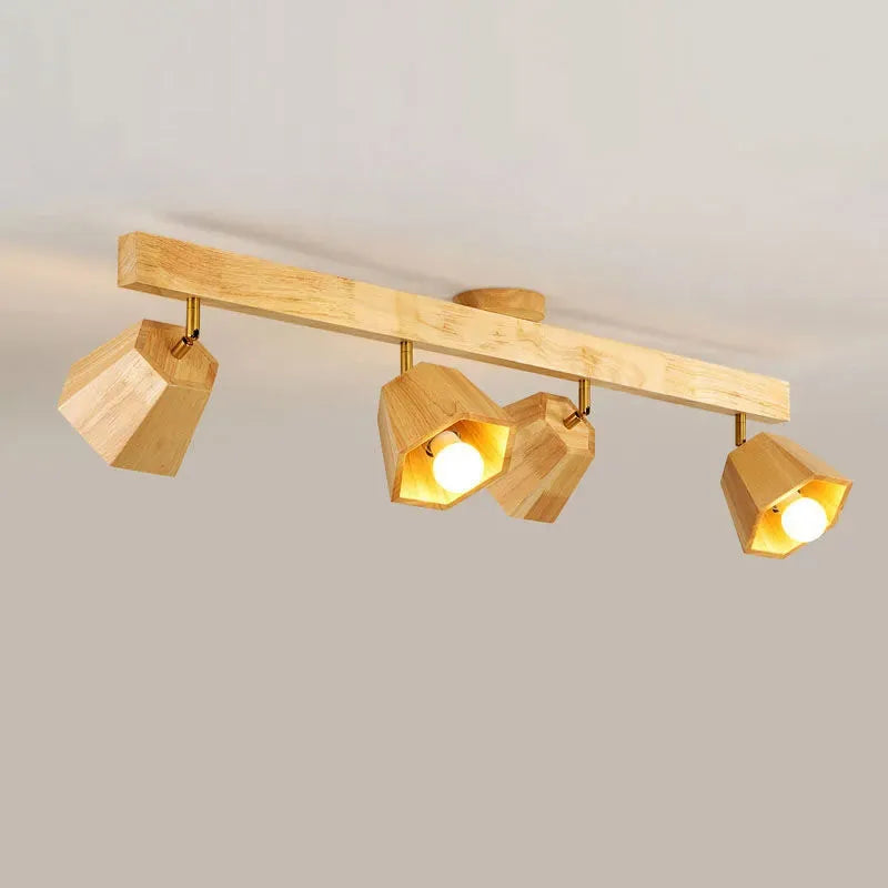Plafonnier — LED moderne en bois pour allée chambre vestiaire toilette magasin couloir luminaire sur rail Long lustre avec projecteur