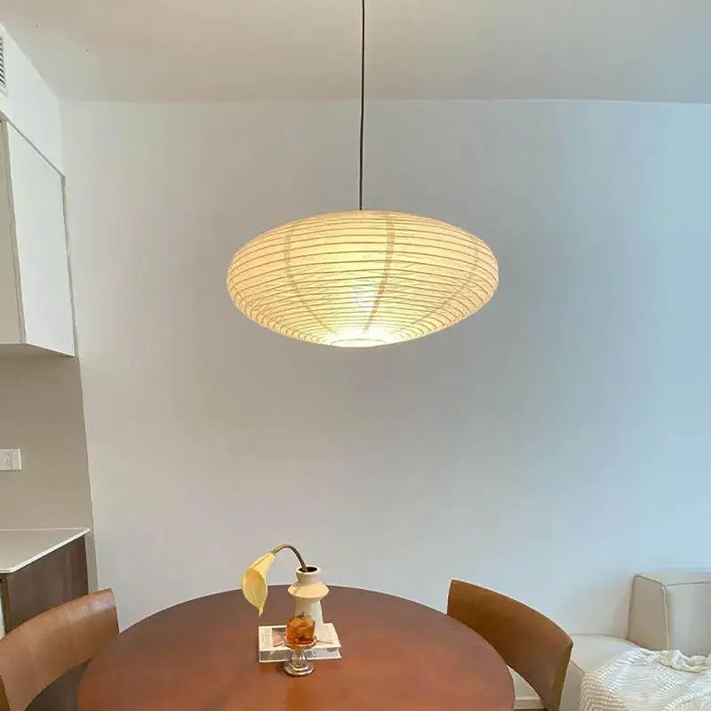 Abat-jour ovale pliable en papier blanc de style chinois – Ovallis