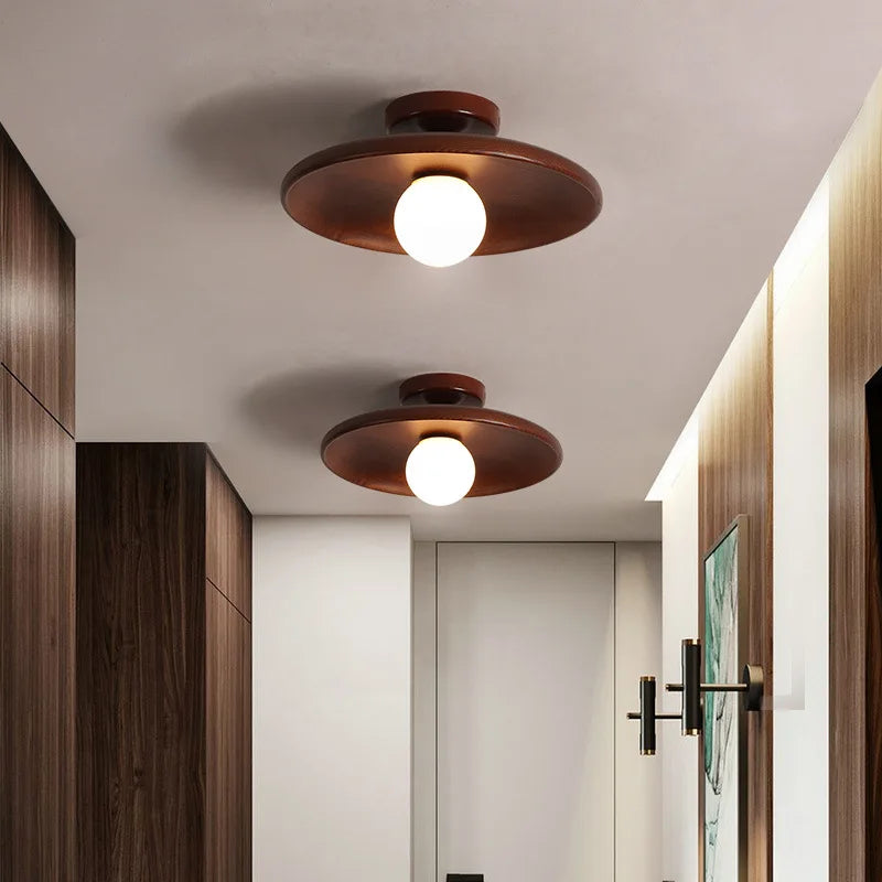 Plafonnier — Nordique plafonnier rond en bois pour vestiaire chambre salle d'étude couloir enfant maison intérieur éclairage de haute qualité