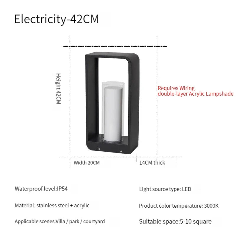Lampadaire — De jardin moderne solaire LED clôture lumière IP54 extérieur étanche ambiance éclairage pelouse lumières Villa cour décor lampadaires