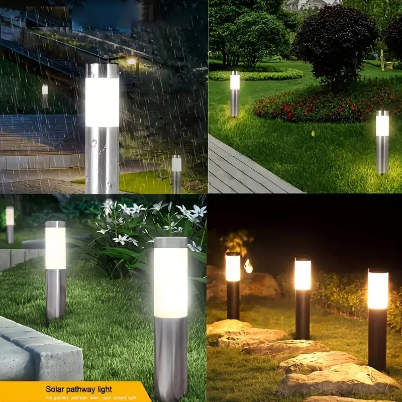 Borne solaire en acier inoxydable pour jardin et allée, IP65 – Stéliane