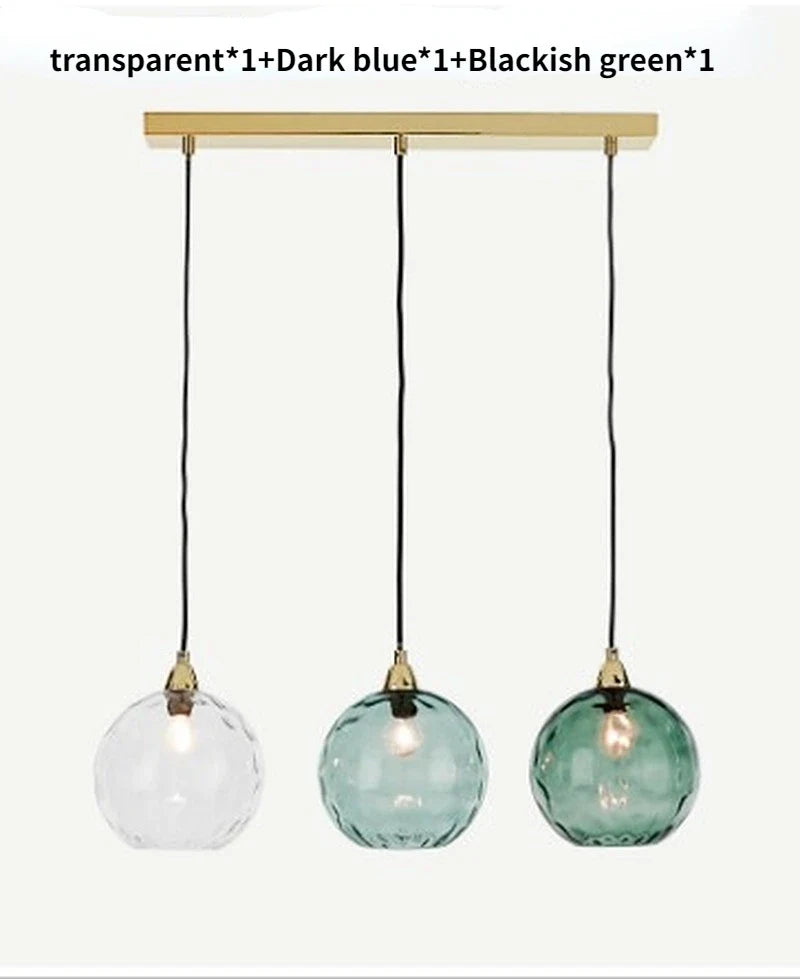 Lustre — Boule de verre coloré nordique lampes suspendues moderne Grain d'eau Restaurant cuisine luminaire suspendu chambre lampe de chevet