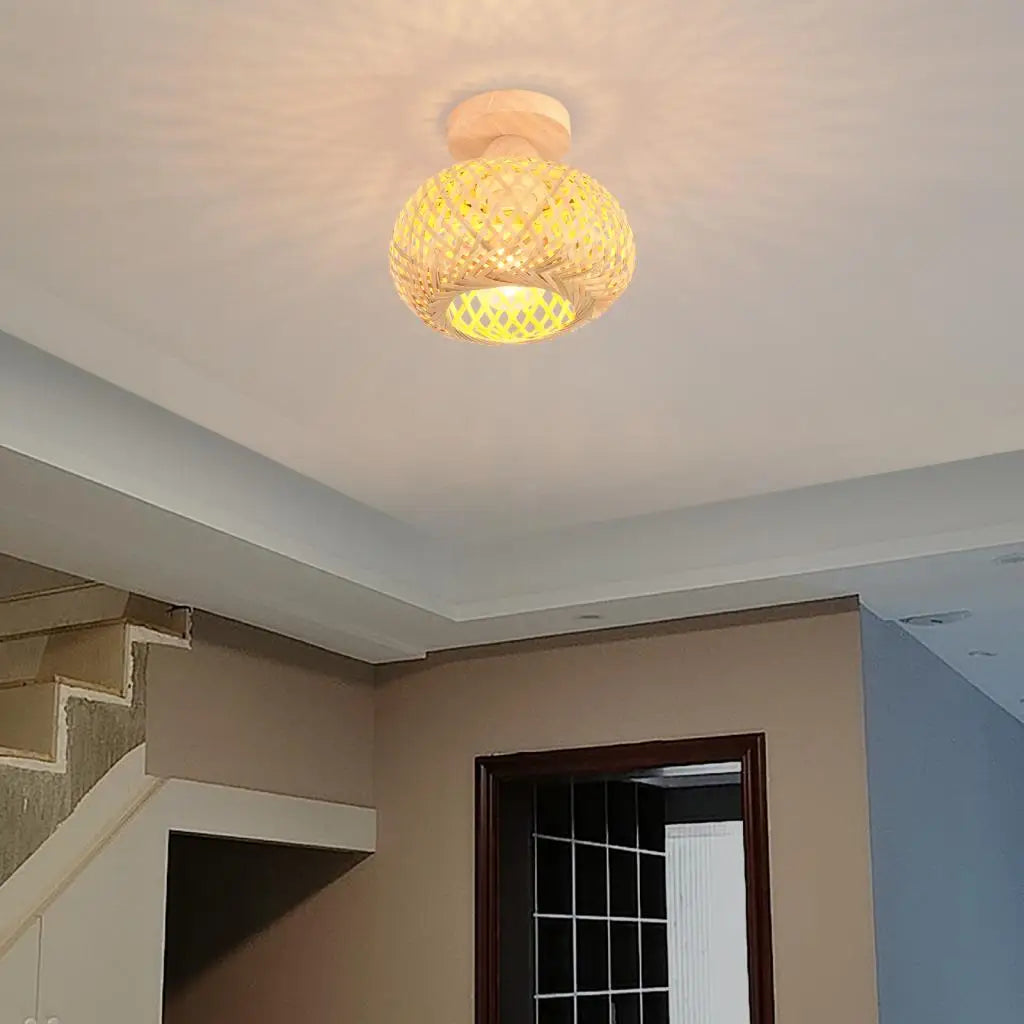 Plafonnier — Rétro en bambou tissé pour décoration intérieure