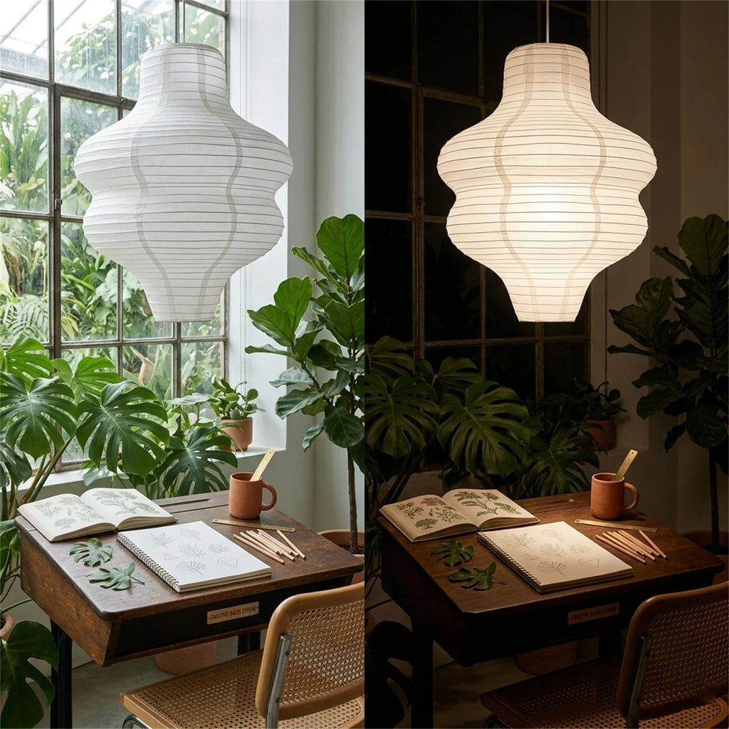 Abat-jour en papier de riz blanc plié à la main de 37 cm, style japandi – Orélisse