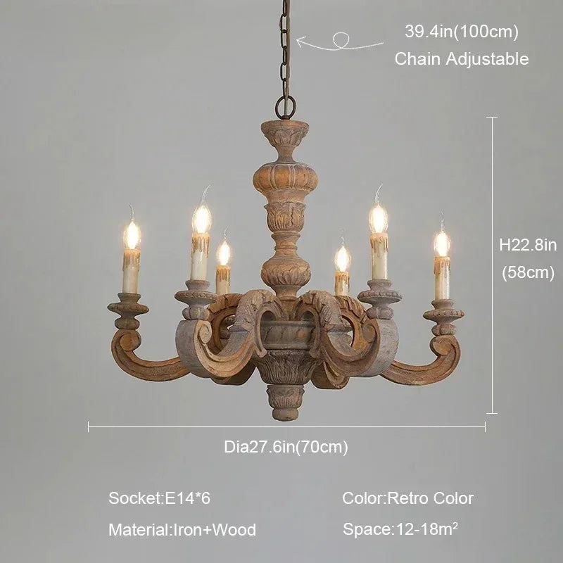 Lustre — Romain en bois sculpté rétro pour décoration élégante