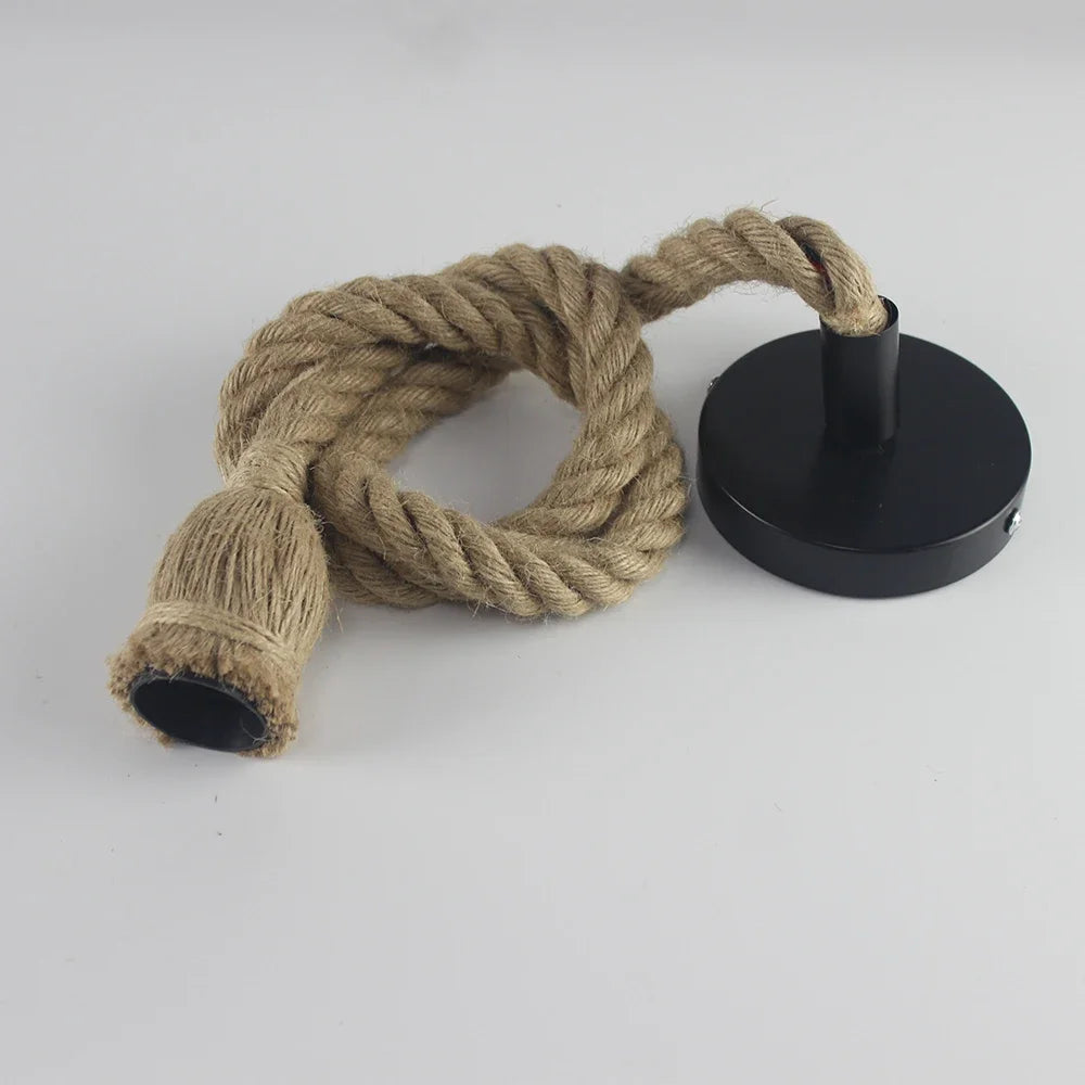 Suspension Industrielle Romane Rivage en Corde de Chanvre — 1 tête / 100 cm ; 1 tête / 150 cm ; 1 tête / 50 cm ; 1 tête / 200 cm