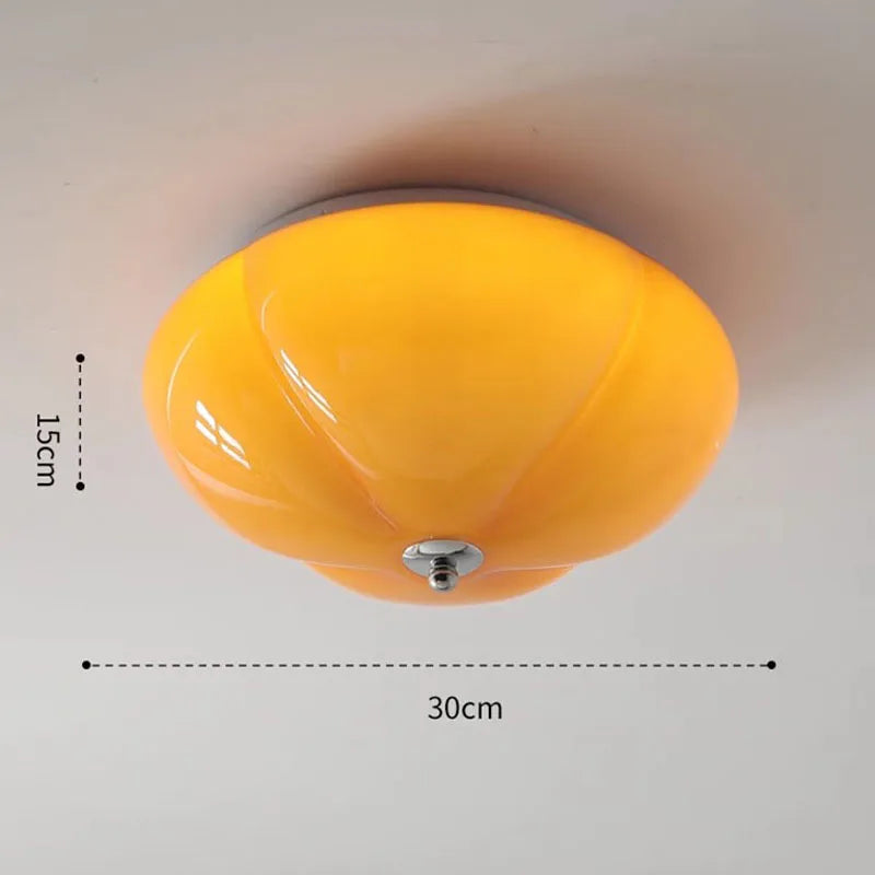 Plafonnier — Rétro LED minimaliste Orange citrouille en verre pour chambre couloir entrée salle d'étude décor à la maison