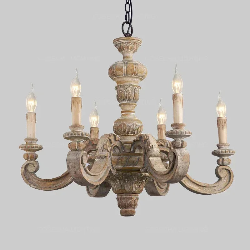 Lustre — Romain en bois sculpté rétro pour décoration élégante
