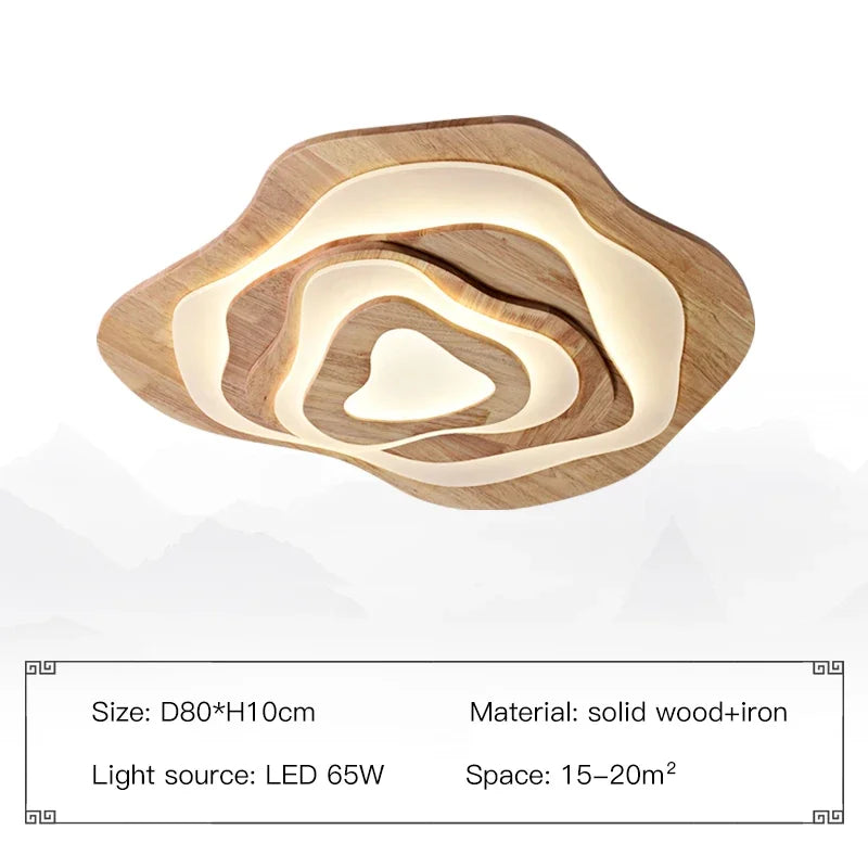 Plafonnier — LED en bois design nordique avec télécommande