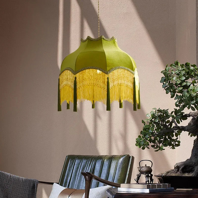 Plafonnier led suspendu rétro avec pampilles pour intérieur élégant Lionel Voile - Esprit Rétro & Atmosphère Accueillante