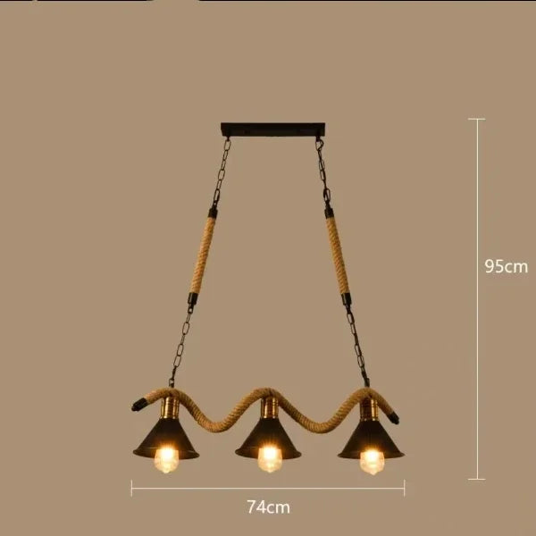 Suspension Vintage Honoré Sillage en Corde Tressée — 3 têtes