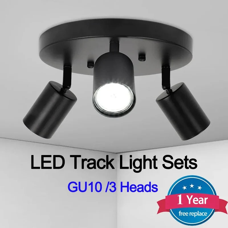 Spot — LED sur rail gu10 à 3 têtes pour éclairage intérieur