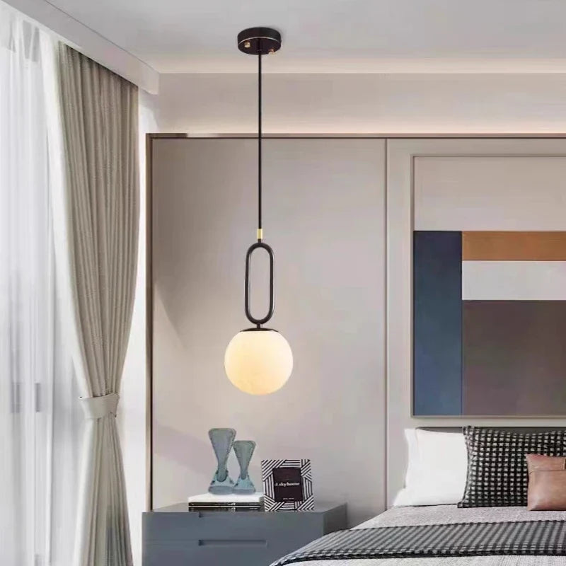 Lampe à poser — Suspendue LED en laiton et marbre naturel décorative réglable