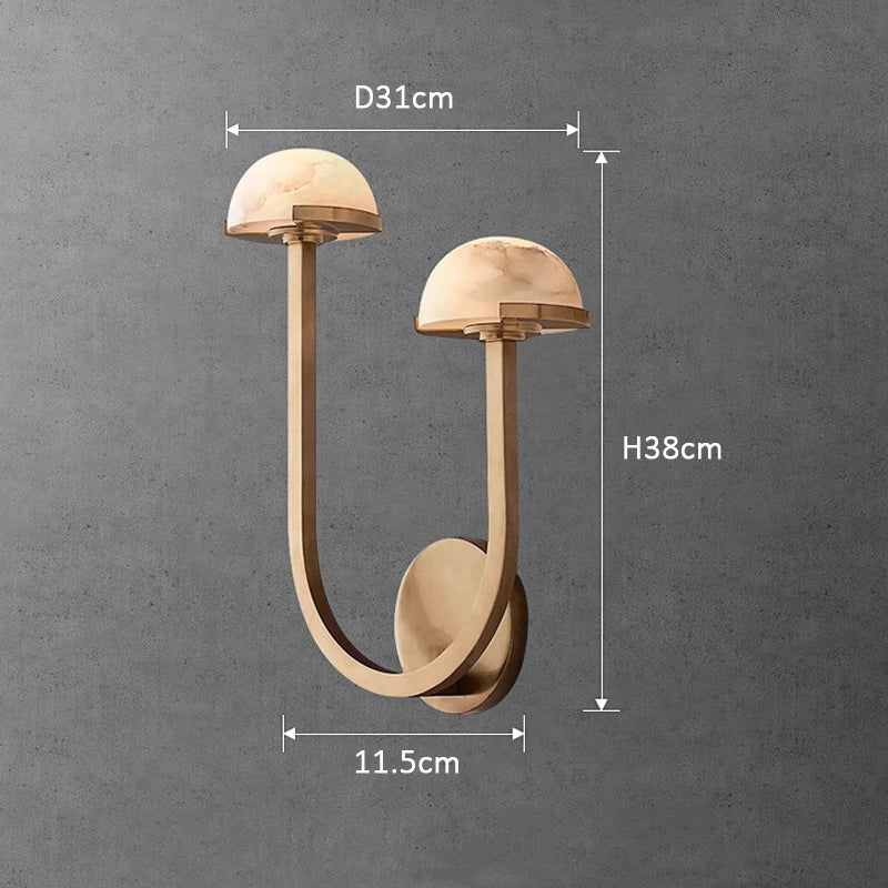 Applique murale — Style Américain Vintage Double Demi Boule Couloir Escalier Lampe Noir Cuivre LED Chambre Salon Marbre Décoratif Applique Murale