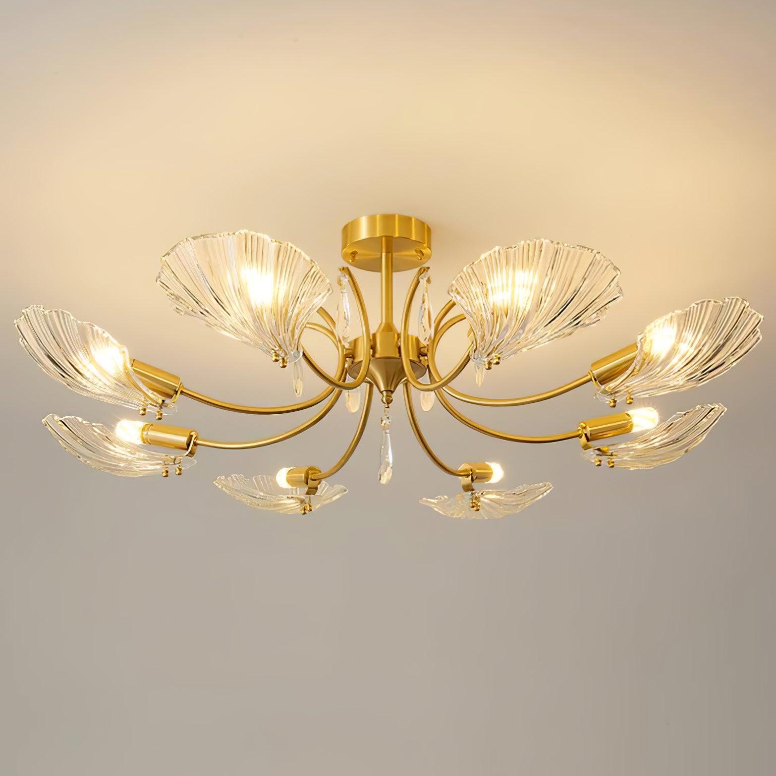 Lumara Chandelier en Verre Pétale et Laiton - Neutralighting