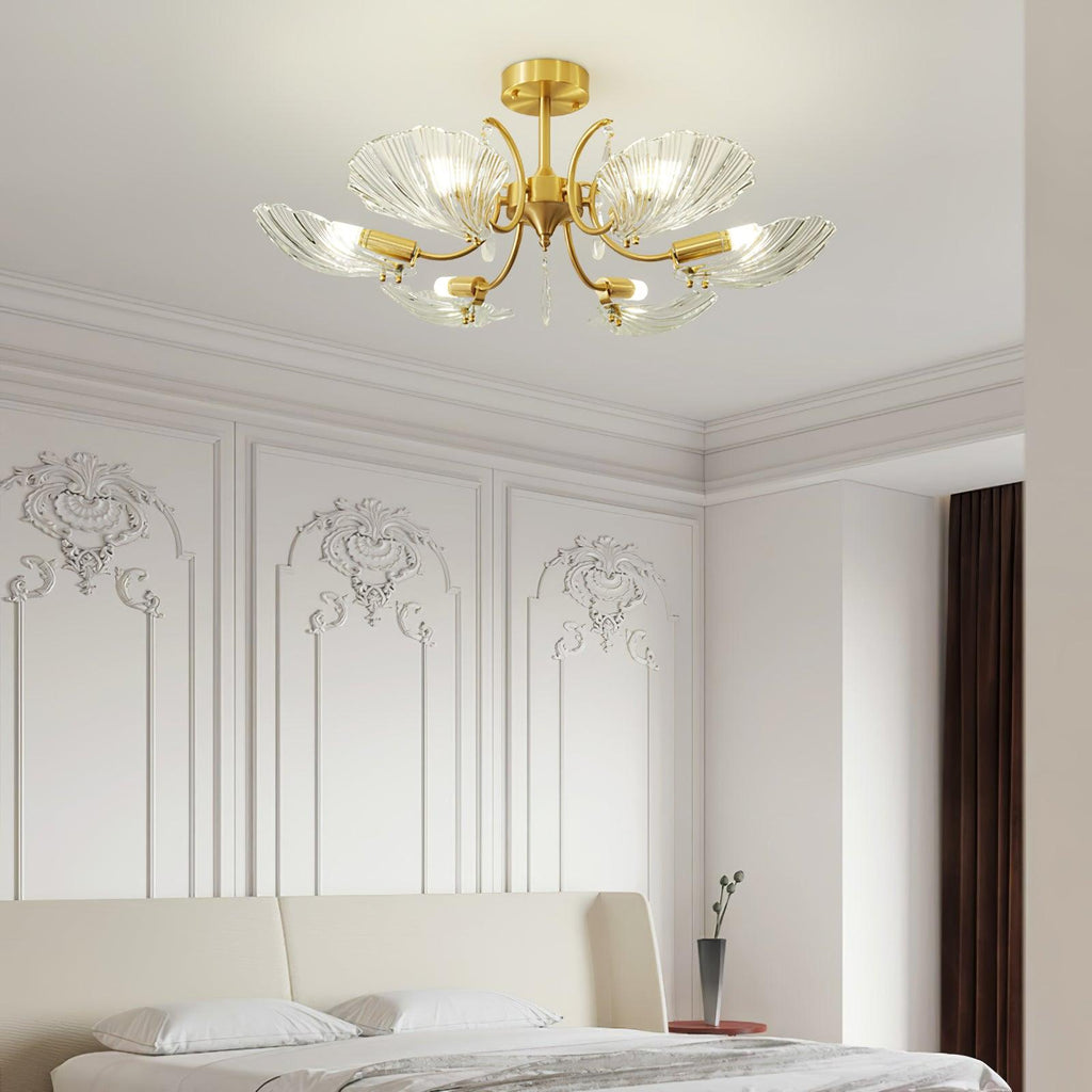Lumara Chandelier en Verre Pétale et Laiton - Neutralighting