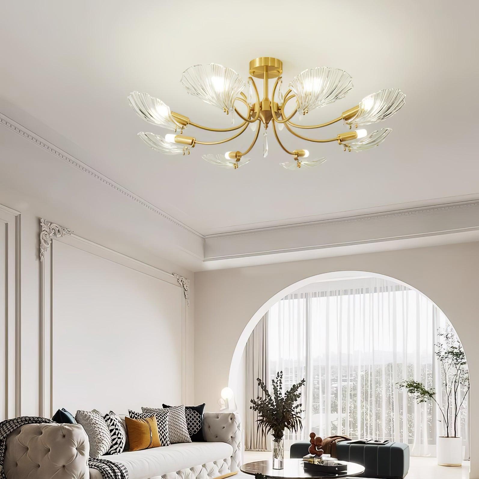 Lumara Chandelier en Verre Pétale et Laiton - Neutralighting