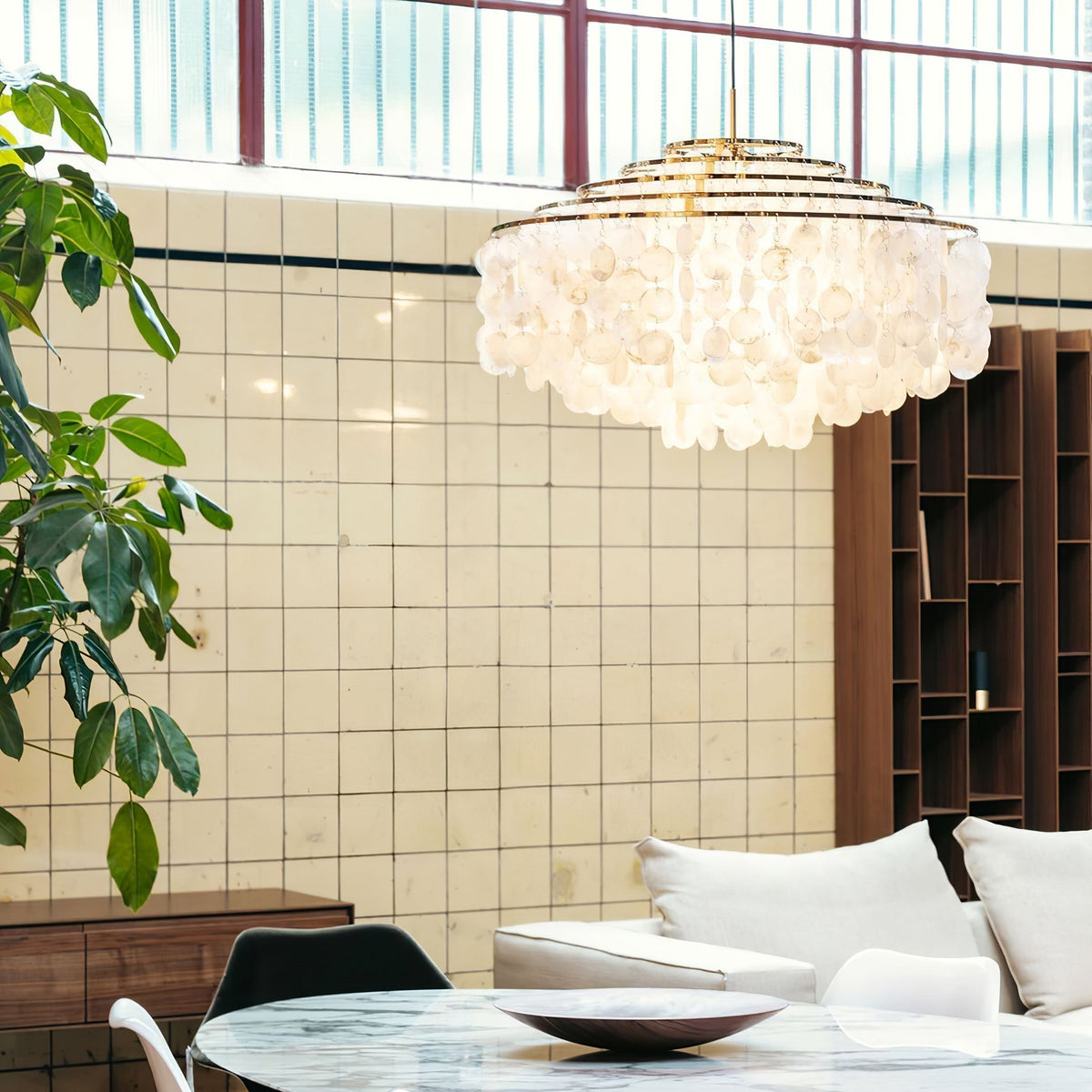 Lustra Suspension Lampe Anneau Rond en Coquillage - Neutralighting
