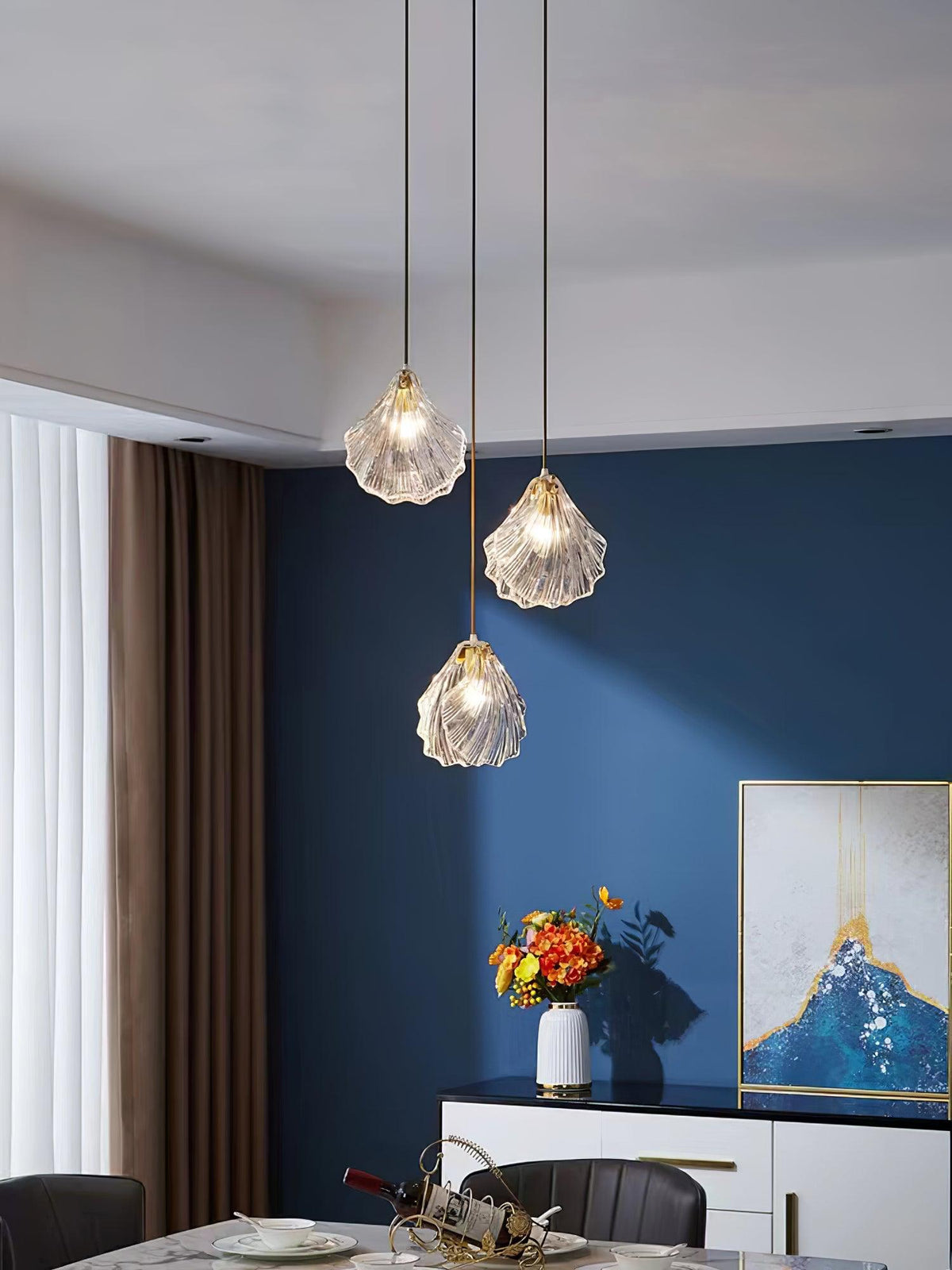 Veliraris Lampe Pendante Mini Swag en Verre Coquillage Art Nordic - Neutralighting