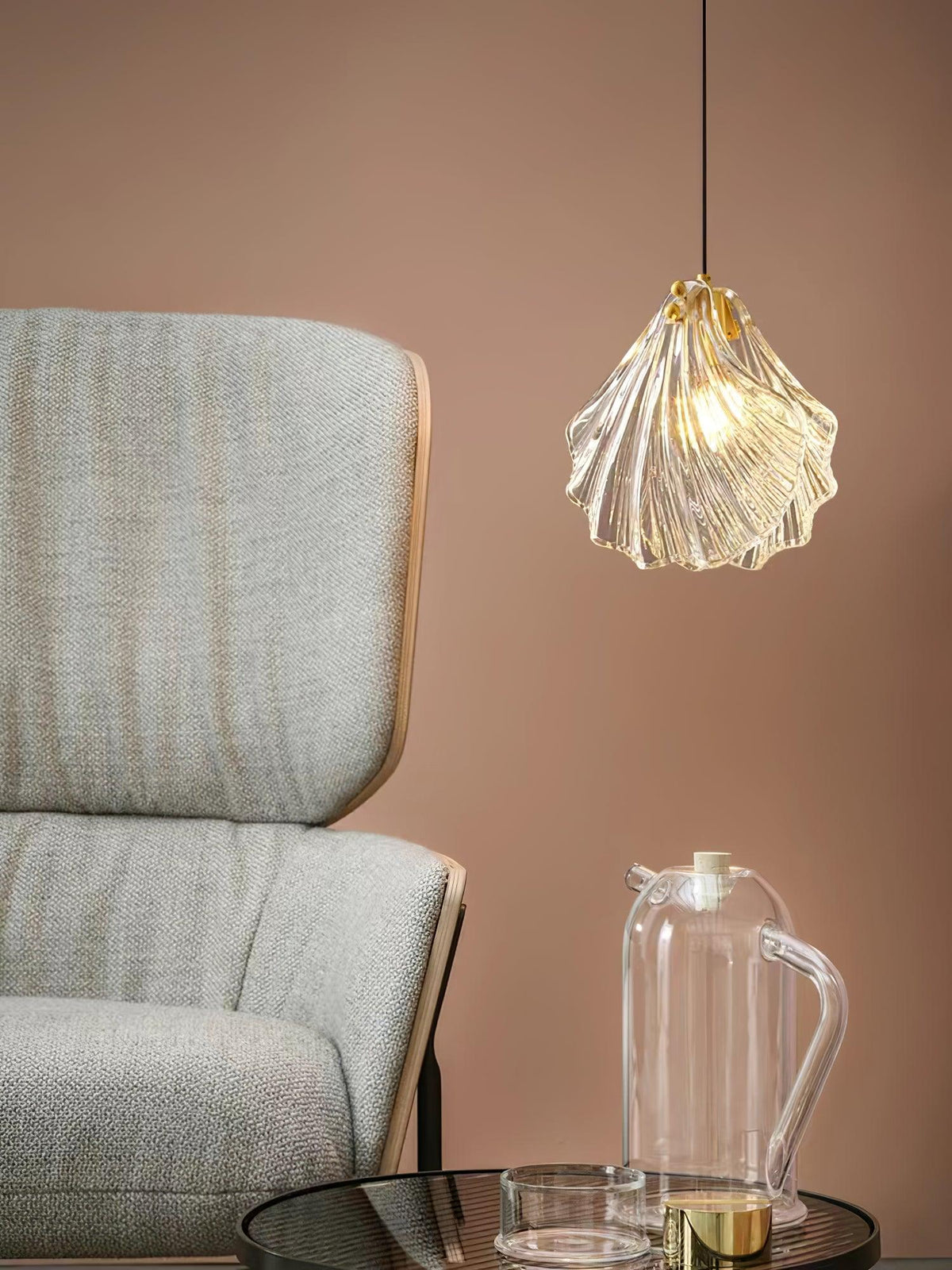 Veliraris Lampe Pendante Mini Swag en Verre Coquillage Art Nordic - Neutralighting