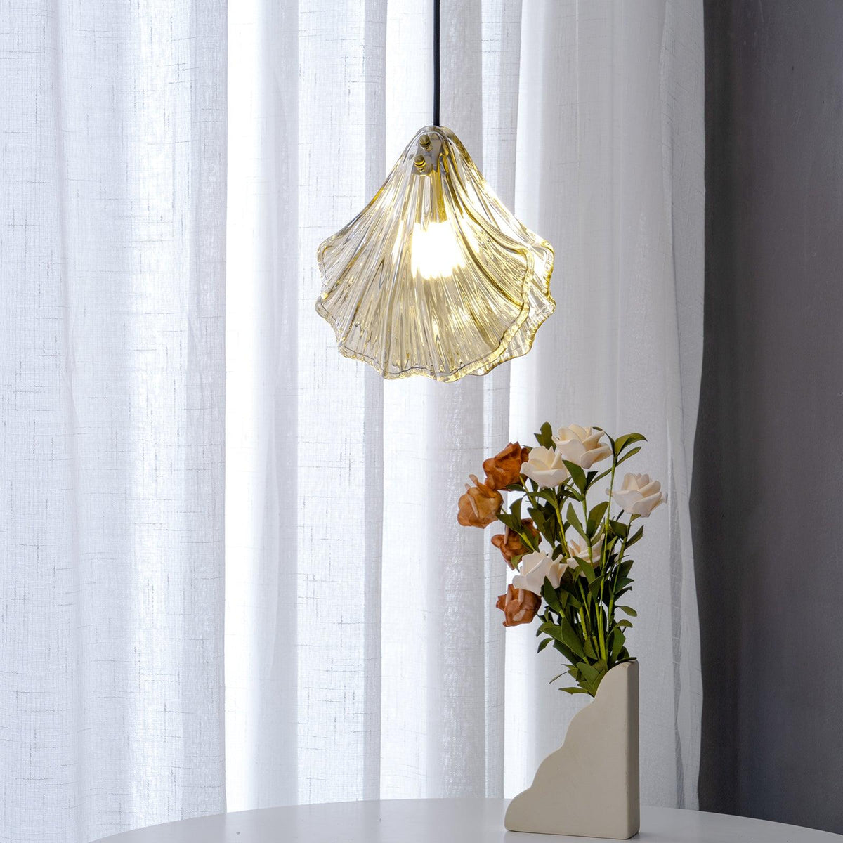 Veliraris Lampe Pendante Mini Swag en Verre Coquillage Art Nordic - Neutralighting